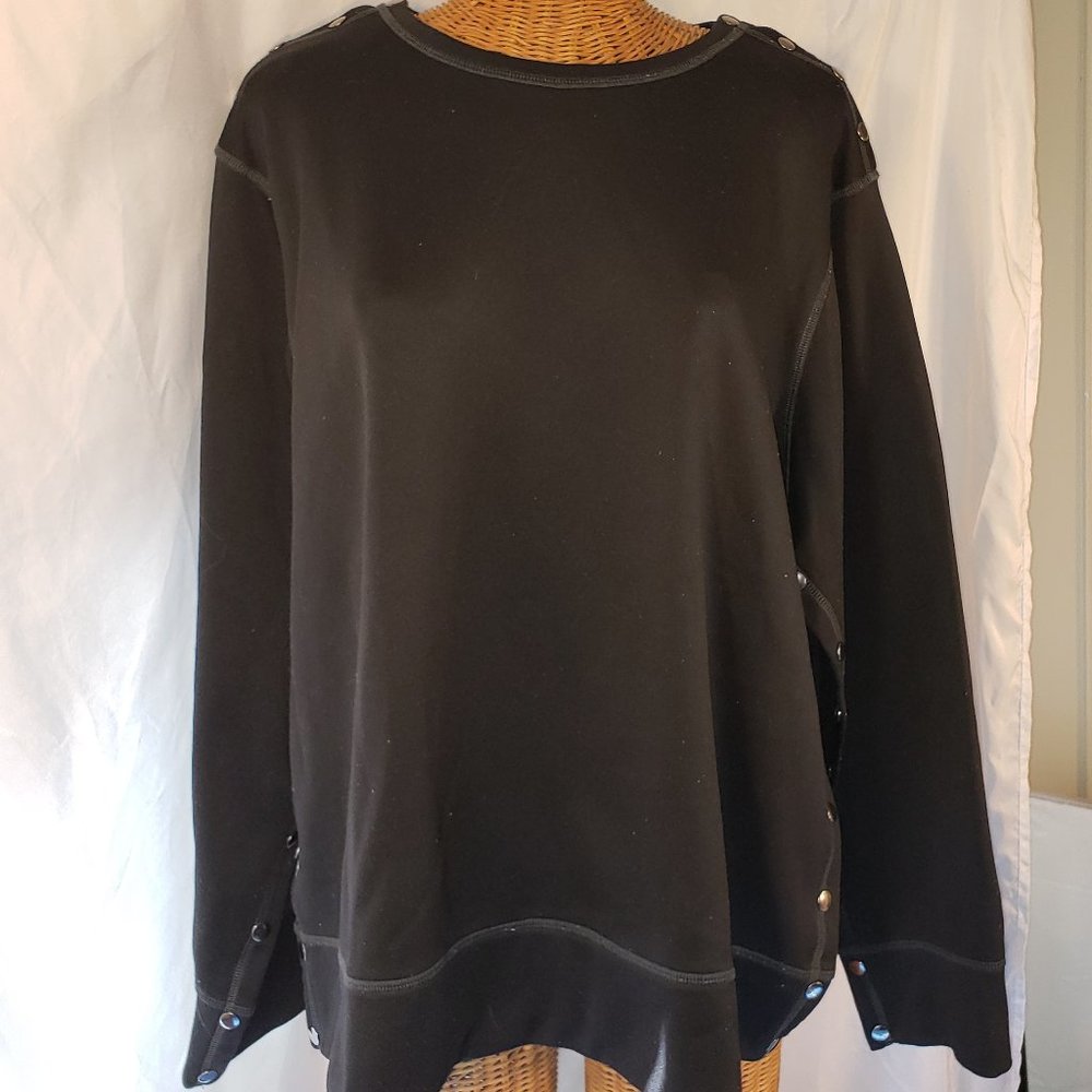 Renova Medical Wear Black Long Sleeve Snap Up Sweatshirt Top Size XL